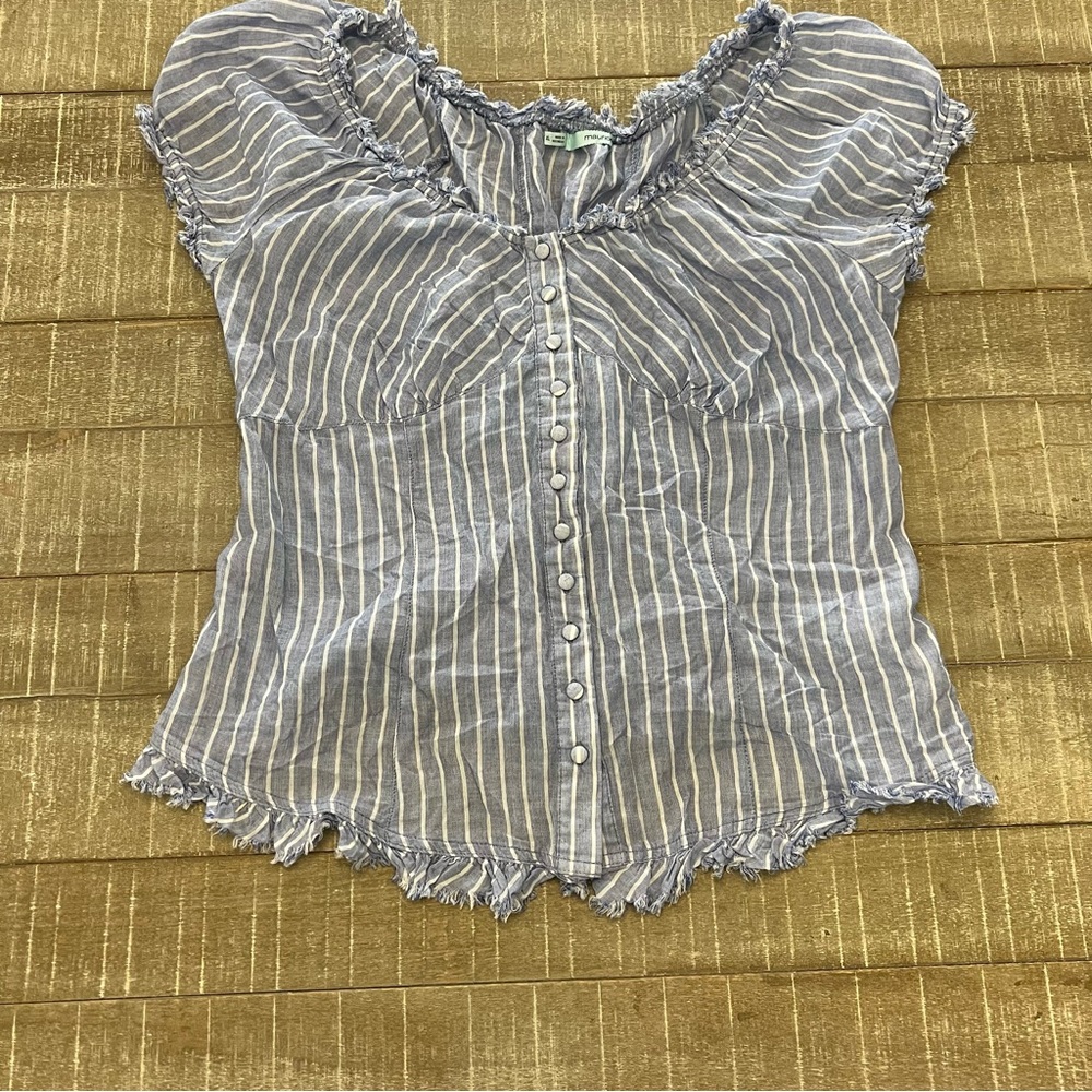 Maurices Gray Silver Puff Sleeve Blouse